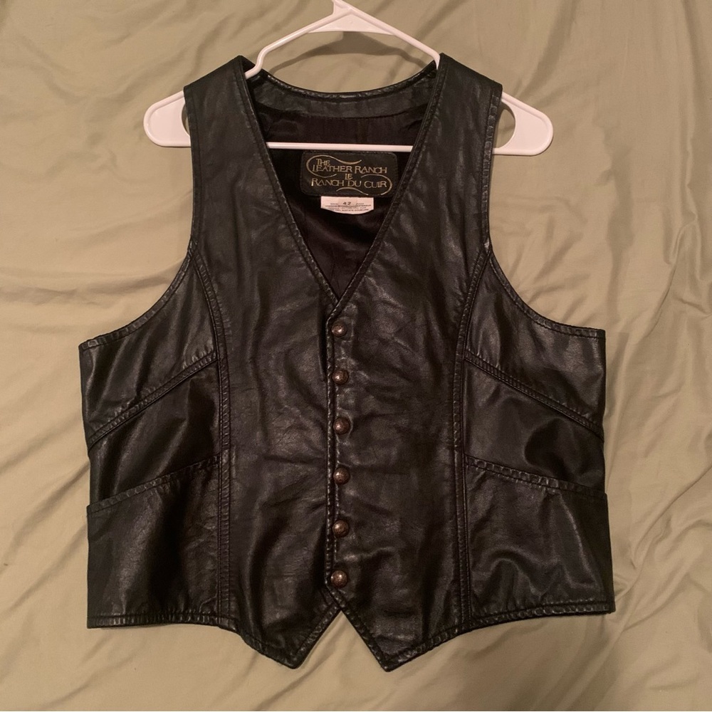 Leather motorcycle vest 42